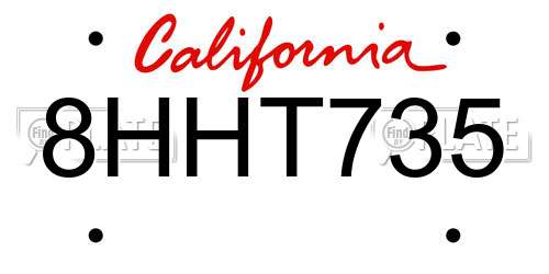 8HHT735 California License Plate