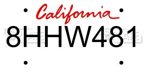 8HHW481 California License Plate