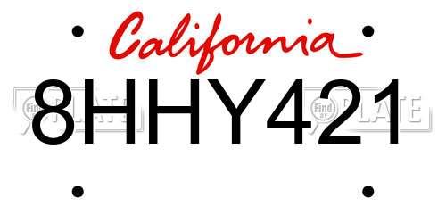 8HHY421 California License Plate