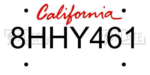 8HHY461 California License Plate