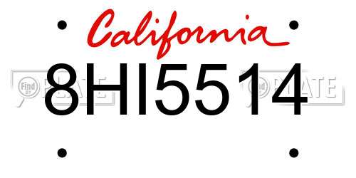 8HI5514 California License Plate