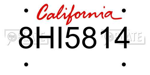 8HI5814 California License Plate