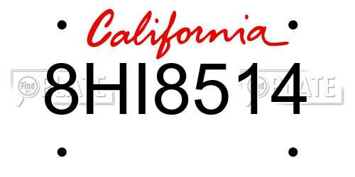 8HI8514 California License Plate