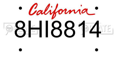 8HI8814 California License Plate