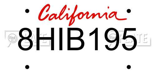 8HIB195 California License Plate