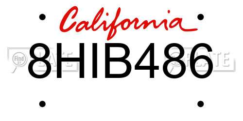 8HIB486 California License Plate