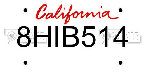 8HIB514 California License Plate
