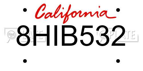 8HIB532 California License Plate
