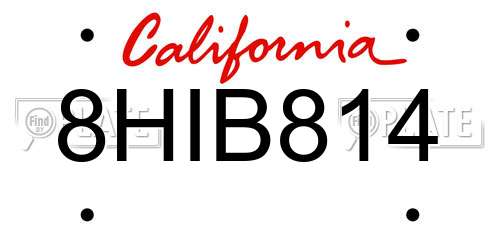 8HIB814 California License Plate