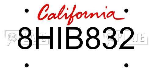 8HIB832 California License Plate