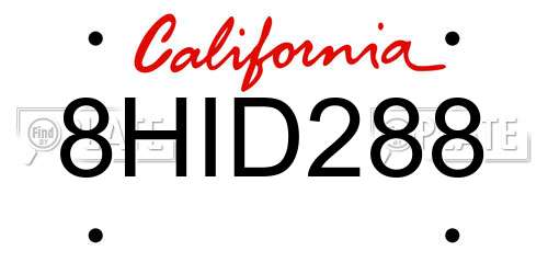 8HID288 California License Plate