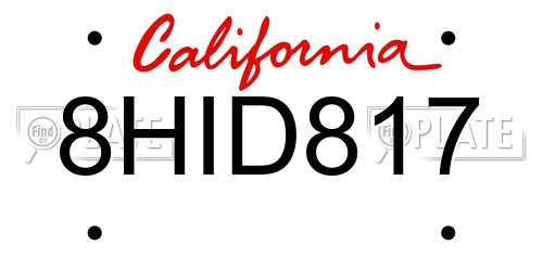 8HID817 California License Plate