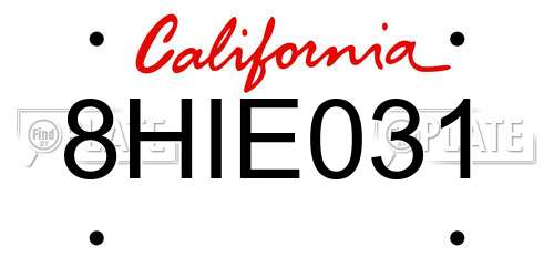 8HIE031 California License Plate