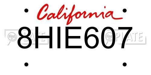 8HIE607 California License Plate