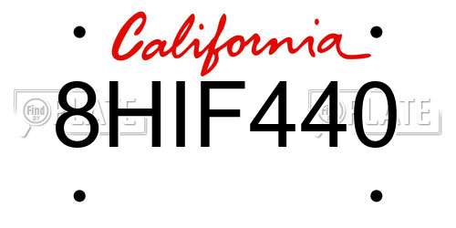 8HIF440 California License Plate