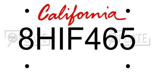 8HIF465 California License Plate