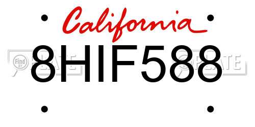 8HIF588 California License Plate