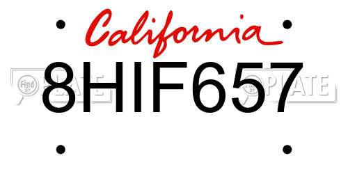 8HIF657 California License Plate