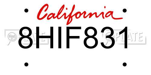 8HIF831 California License Plate