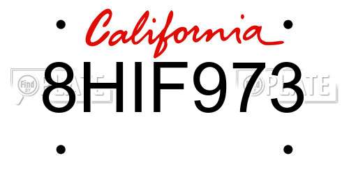 8HIF973 California License Plate
