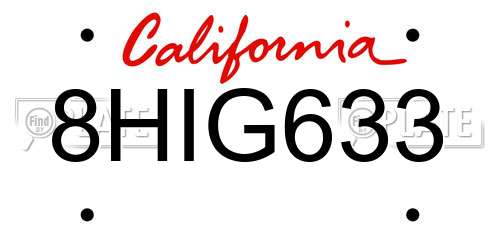 8HIG633 California License Plate