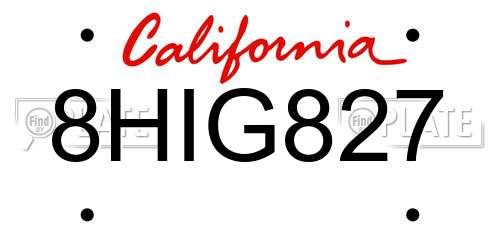 8HIG827 California License Plate