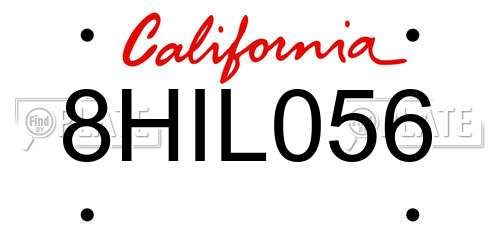 8HIL056 California License Plate