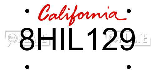 8HIL129 California License Plate