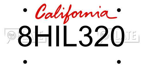 8HIL320 California License Plate