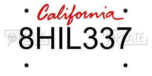 8HIL337 California License Plate