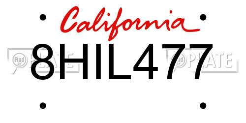 8HIL477 California License Plate