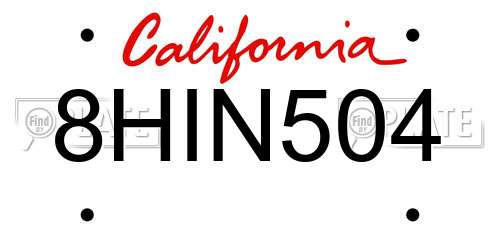 8HIN504 California License Plate