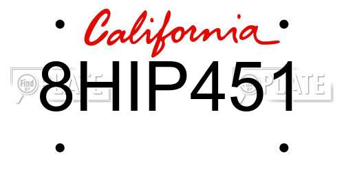 8HIP451 California License Plate