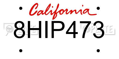 8HIP473 California License Plate