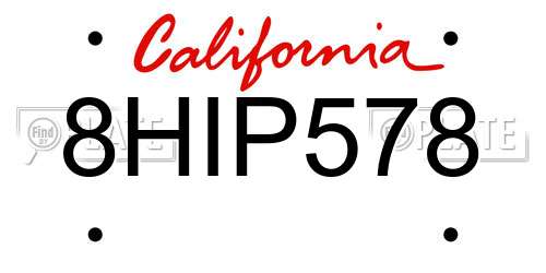 8HIP578 California License Plate