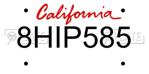8HIP585 California License Plate