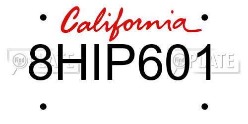 8HIP601 California License Plate