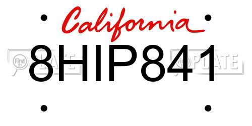 8HIP841 California License Plate