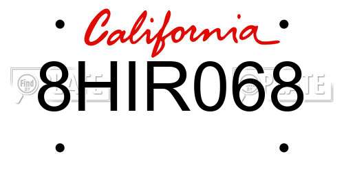 8HIR068 California License Plate