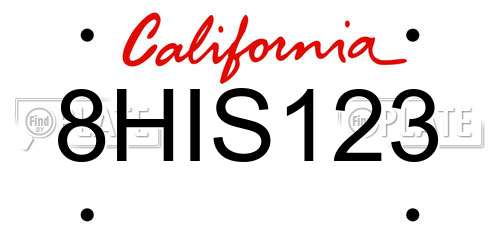 8HIS123 California License Plate