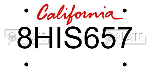 8HIS657 California License Plate