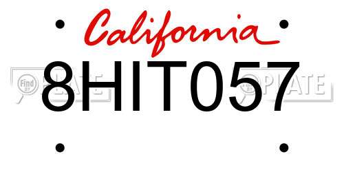 8HIT057 California License Plate