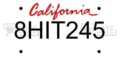 8HIT245 California License Plate