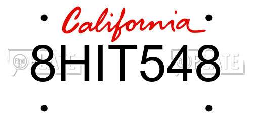 8HIT548 California License Plate
