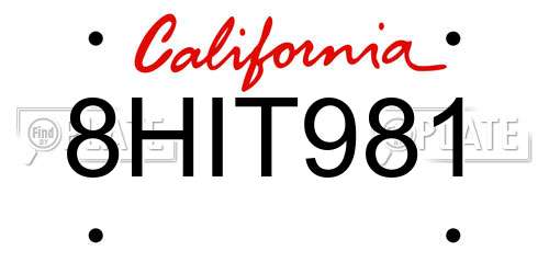 8HIT981 California License Plate