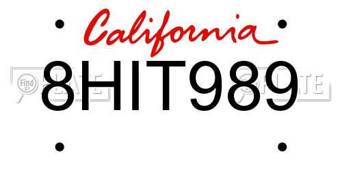 8HIT989 California License Plate
