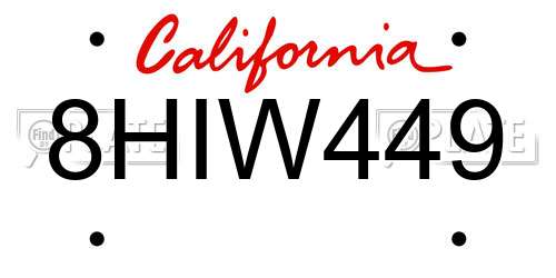 8HIW449 California License Plate