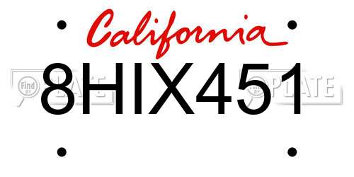 8HIX451 California License Plate