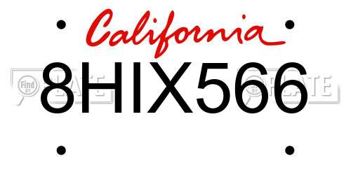 8HIX566 California License Plate
