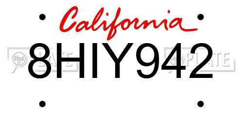 8HIY942 California License Plate